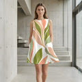 Abstract Floral A-Line Mini Dress | Modern Pocket Summer Dress