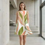 Abstract Floral A-Line Mini Dress | Modern Pocket Summer Dress
