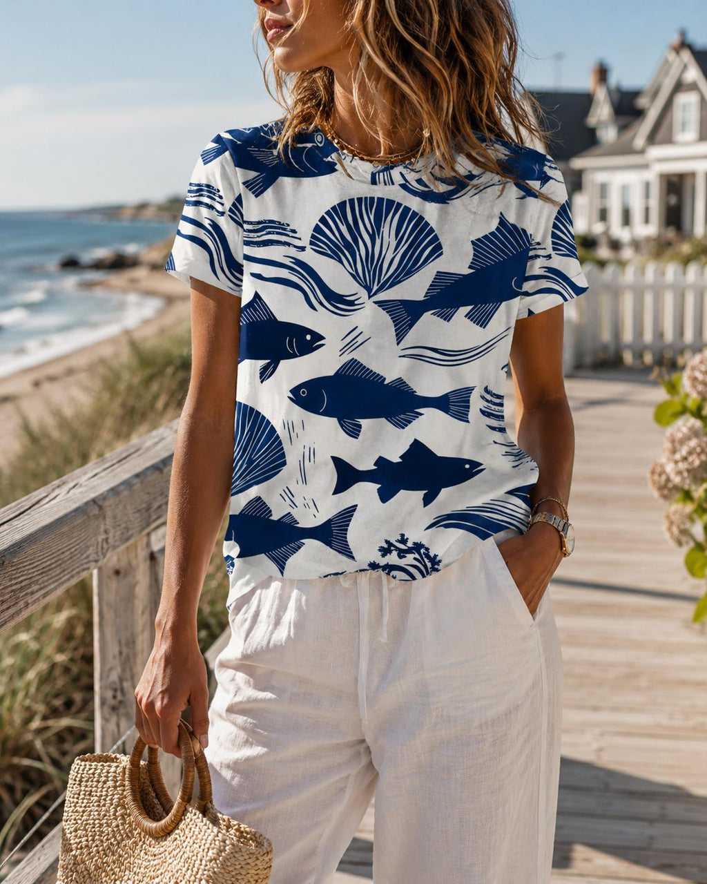 Sardine Cotton Graphic Tee | Amalfi Coastal Vacation Shirt