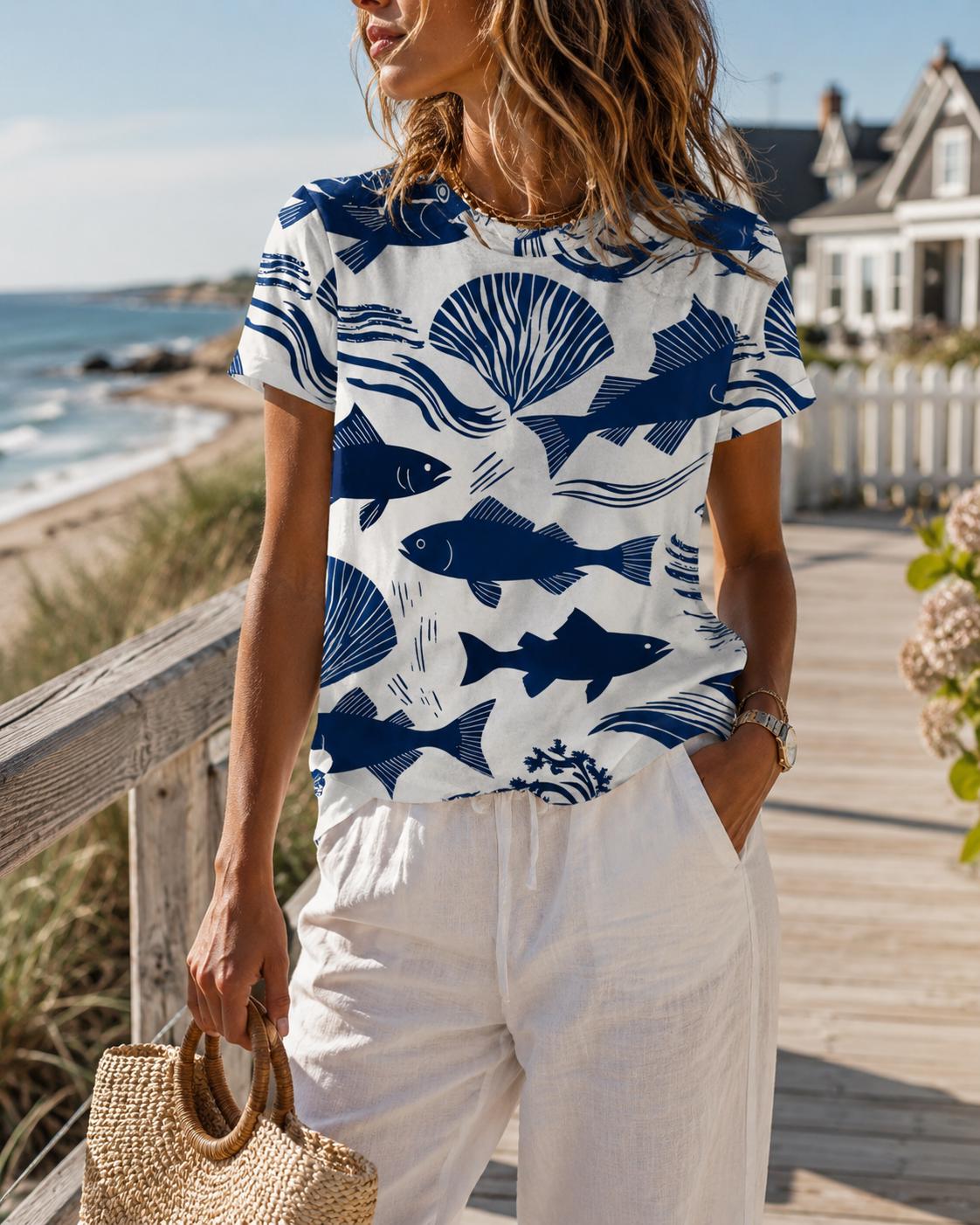 Sardine Cotton Graphic Tee | Amalfi Coastal Vacation Shirt