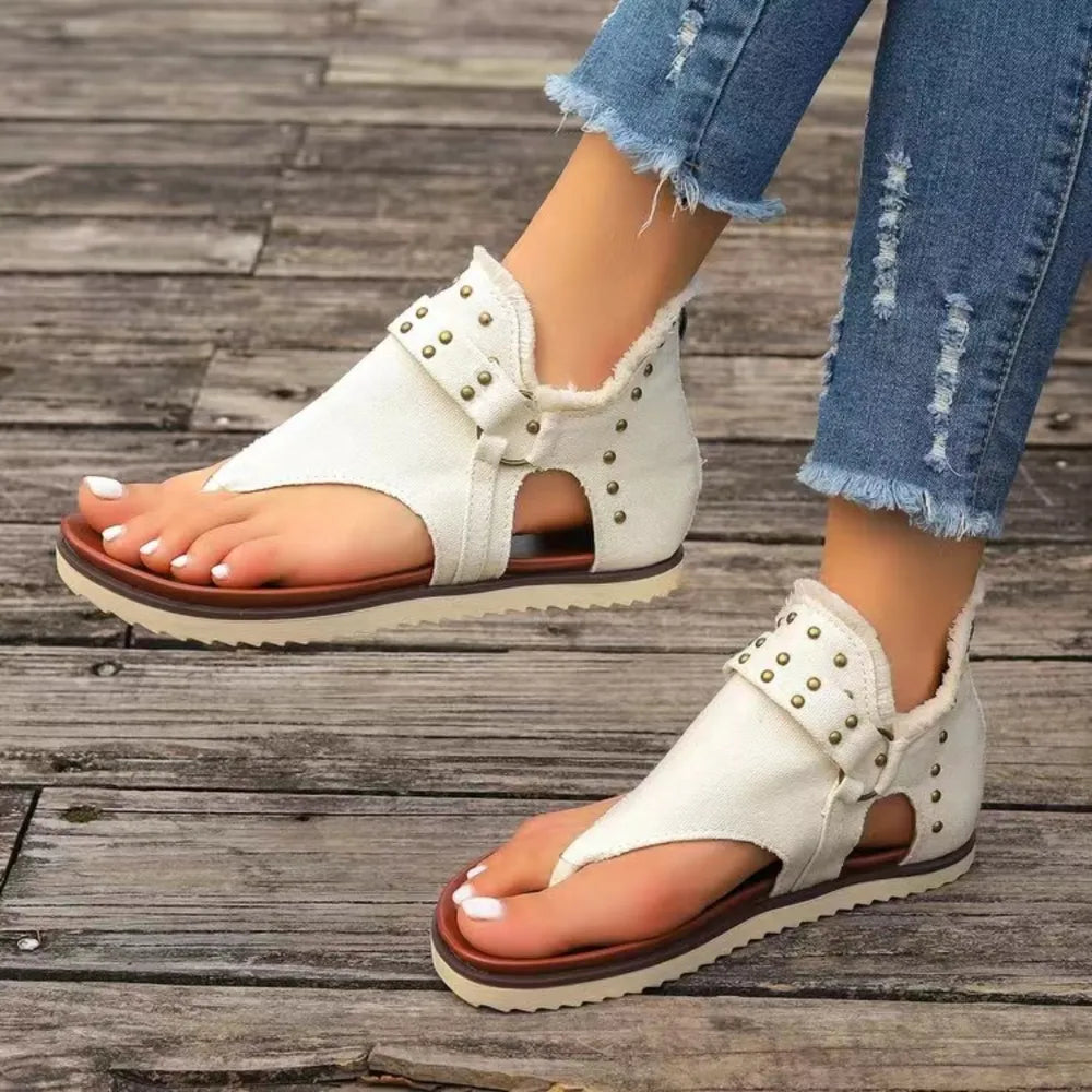 Women's canvas sandals in light denim color