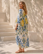 Lemon Kaftan Dress | Mediterranean Beach Cover-Up Resort Maxi