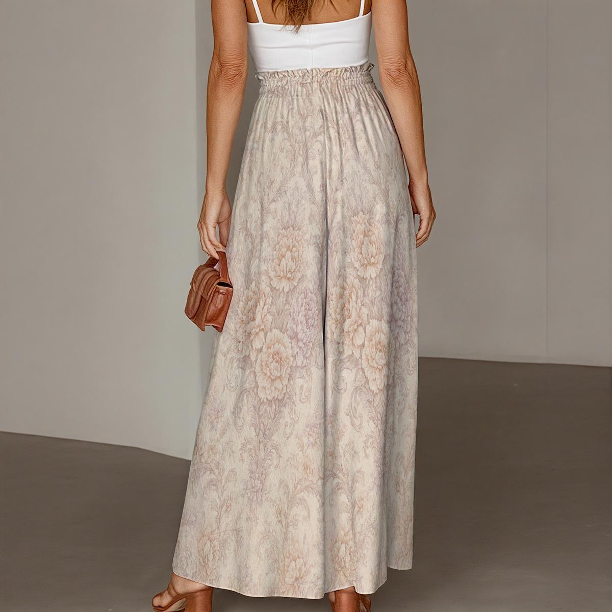 Vintage Floral Wide-Leg Pants | Boho Palazzo Summer Trousers