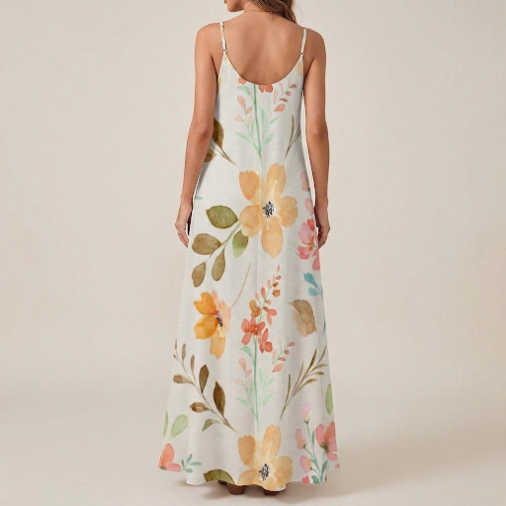 Boho Floral Maxi Dress | Flowy Summer Beach Vacation Dress