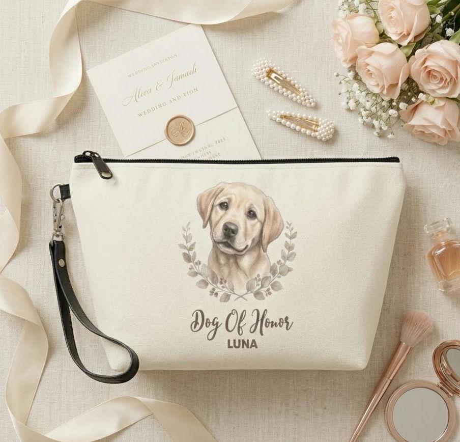 Personalized Dog of Honor Cosmetic Bag | Custom Pet Wedding Pouch