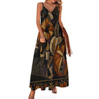 Gothic Symbolic Slip Maxi Dress | Dark Art Spaghetti Strap Dress