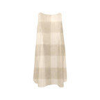 Scandinavian Gingham Resort Dress | Beige Coastal A-Line Pocket Dress