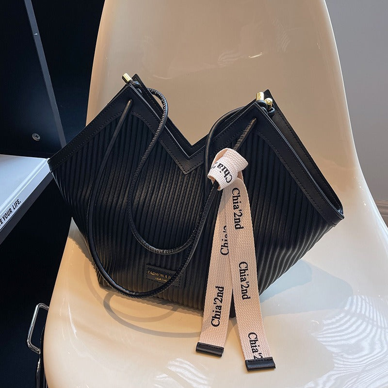 Women's large PU tote bag in black, white or brown