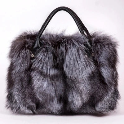 Women's textured fur shoulder bag in multicolor, gray, rose or royal blue