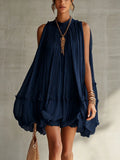 Sleeveless Pleated A-Line Mini Dress