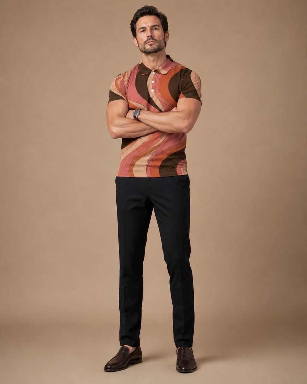Men’s 70s Geometric Polo Shirt | Retro Resort Golf Polo