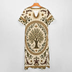 Ornate Arch 3/4 Sleeve Midi Dress | Neutral Heritage Print