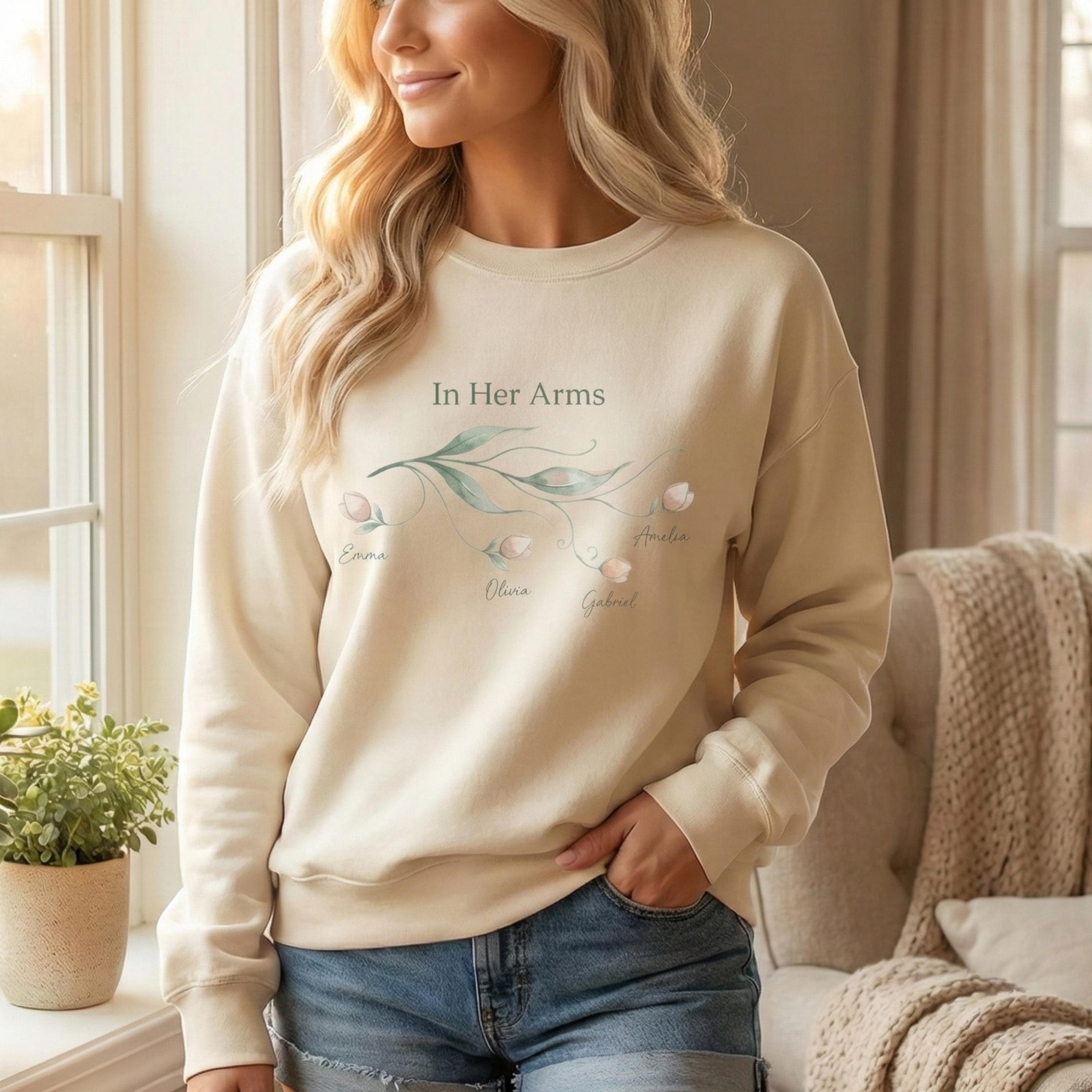 Personalized Floral Mom Sweatshirt | Custom Family Names Gift
