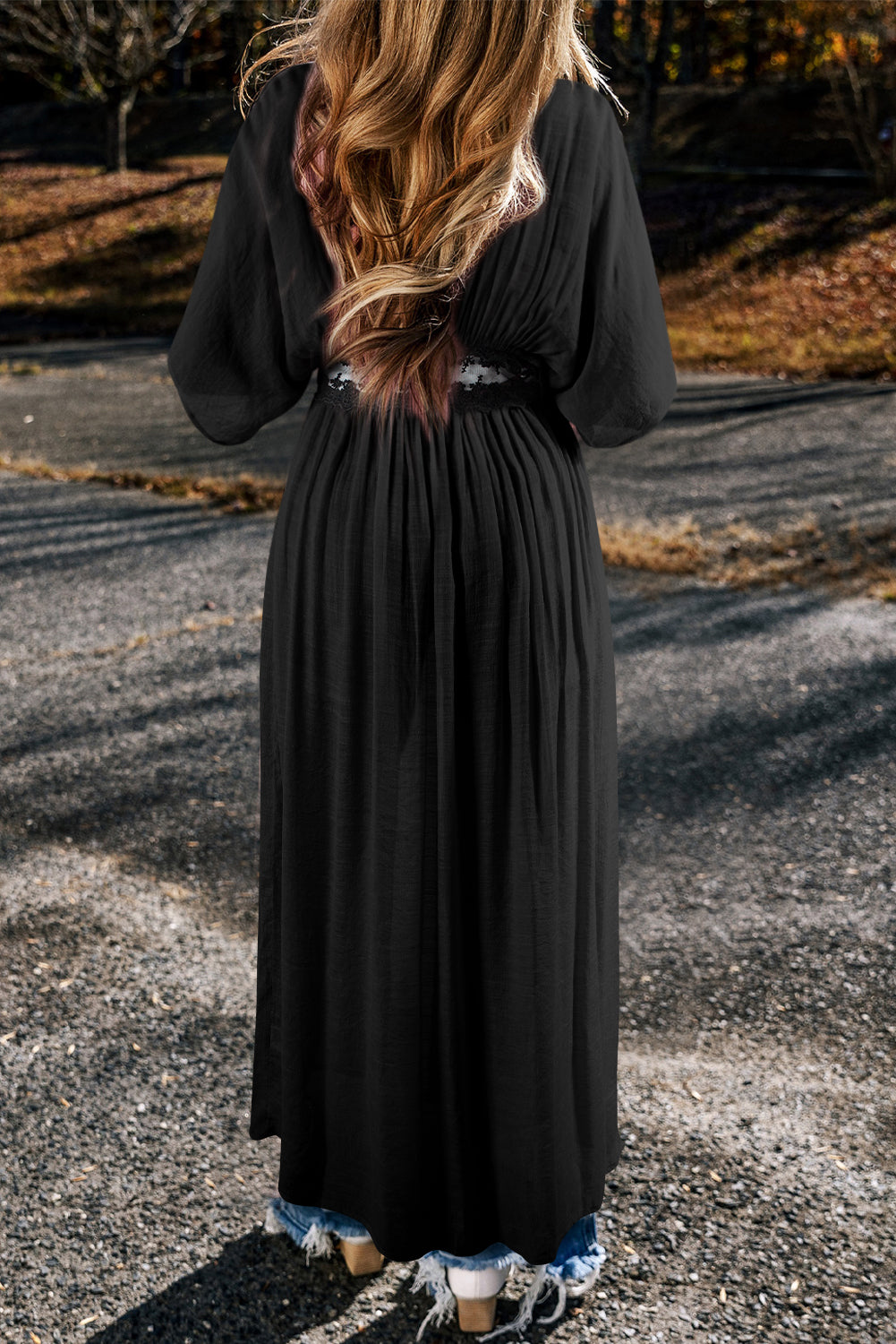 Women's long viscose-blend kimono for resort layering