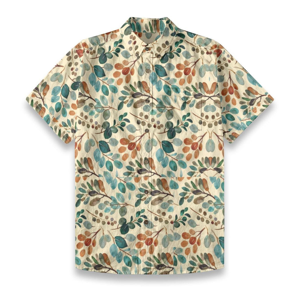 Men’s Botanical Watercolor Shirt | Coastal Summer Button-Up