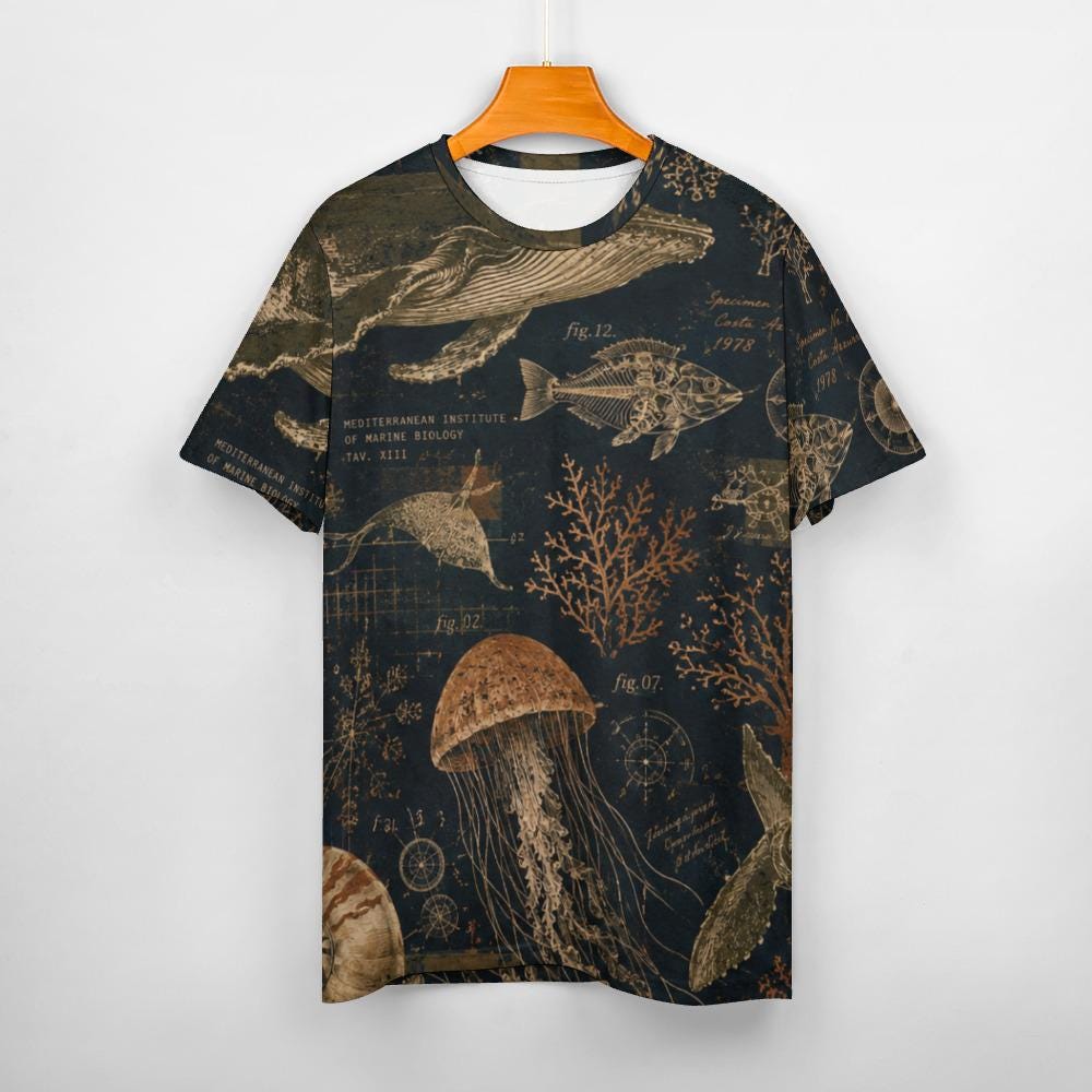 Marine Biology Cotton T-Shirt | Dark Ocean Jellyfish Tee