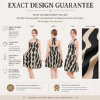 Black Beige Halter Mini Dress | Wedding Guest Date Night Dress