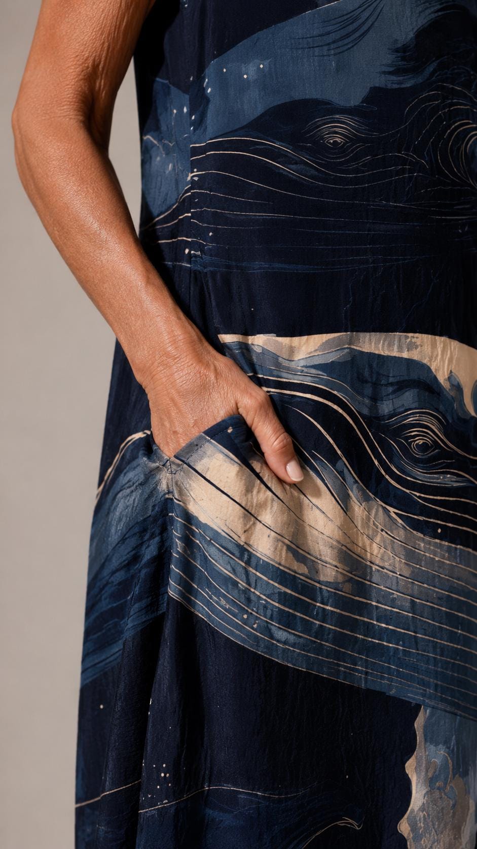 Artistic Whale Cotton Midi Dress | Coastal Ocean Resortwear