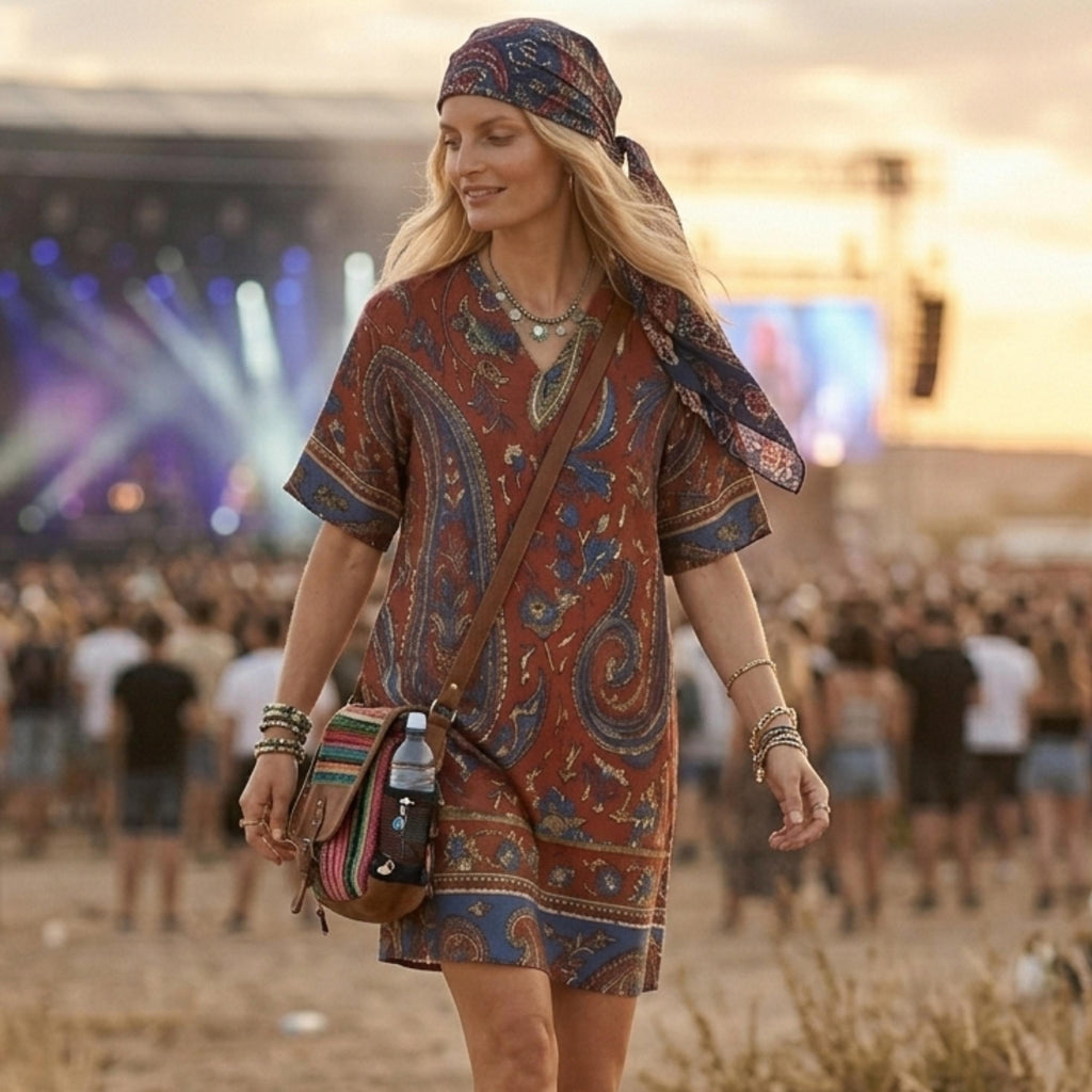 Paisley Boho Tunic Dress | Festival Vacation Shift Dress