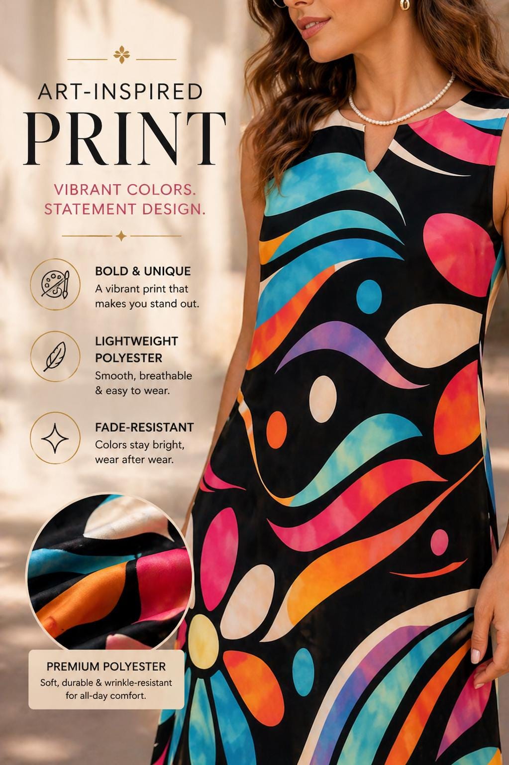 Colorful Artistic Maxi Dress with Pockets | Wearable Art Vacation Dress