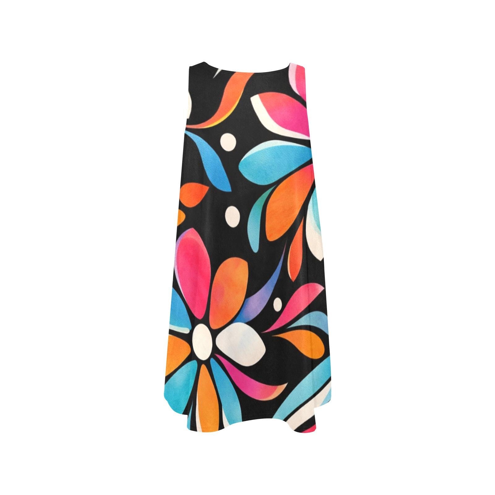 Black Floral A-Line Mini Dress | 60s Mod Pocket Dress
