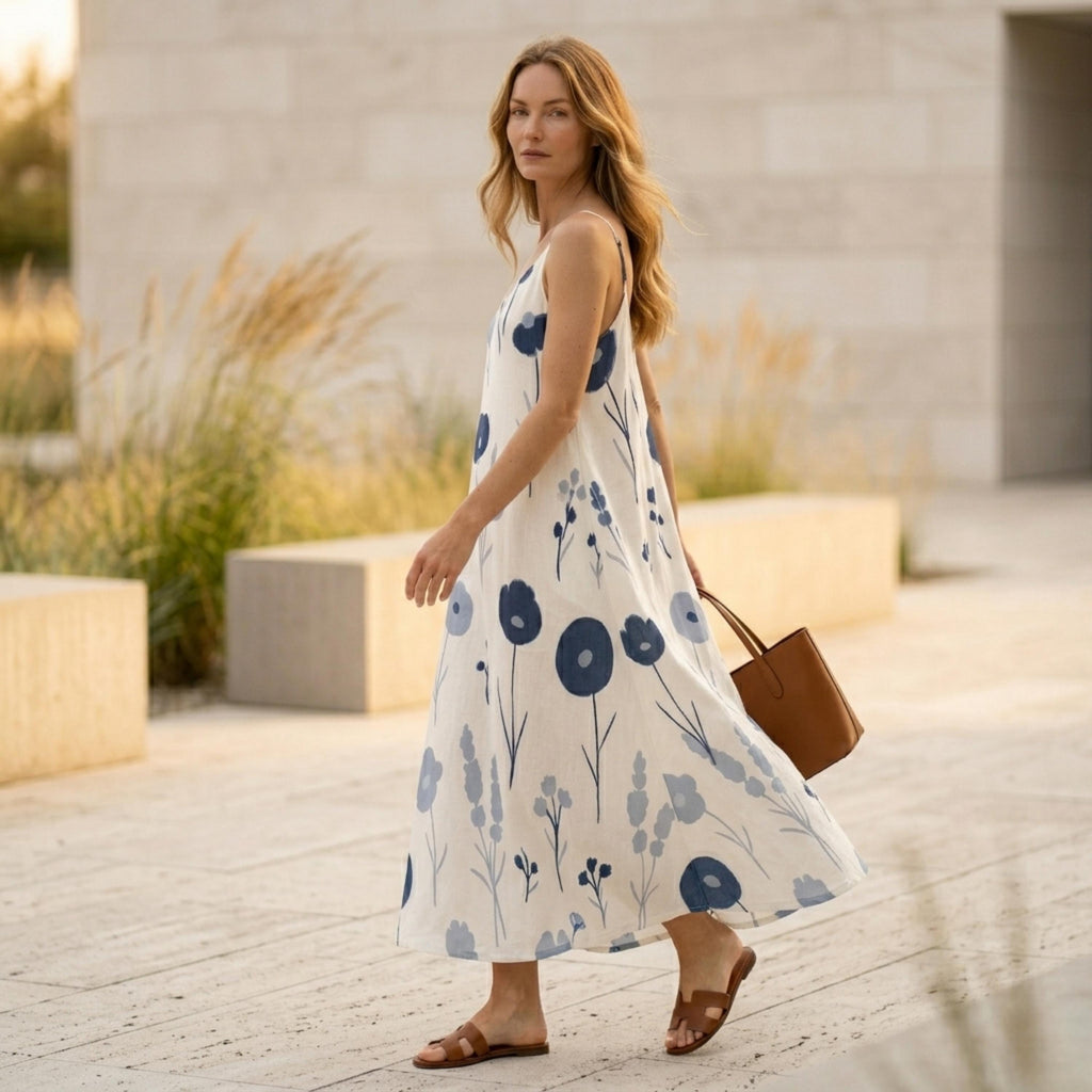 Floral A-Line Maxi Dress | Relaxed Sleeveless Vacation Dress