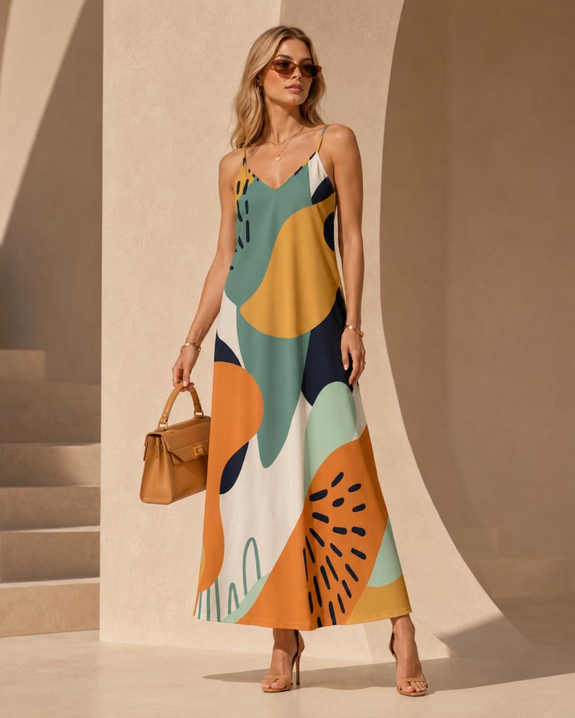 Abstract Art Boho Maxi Dress | Resort Vacation Sundress