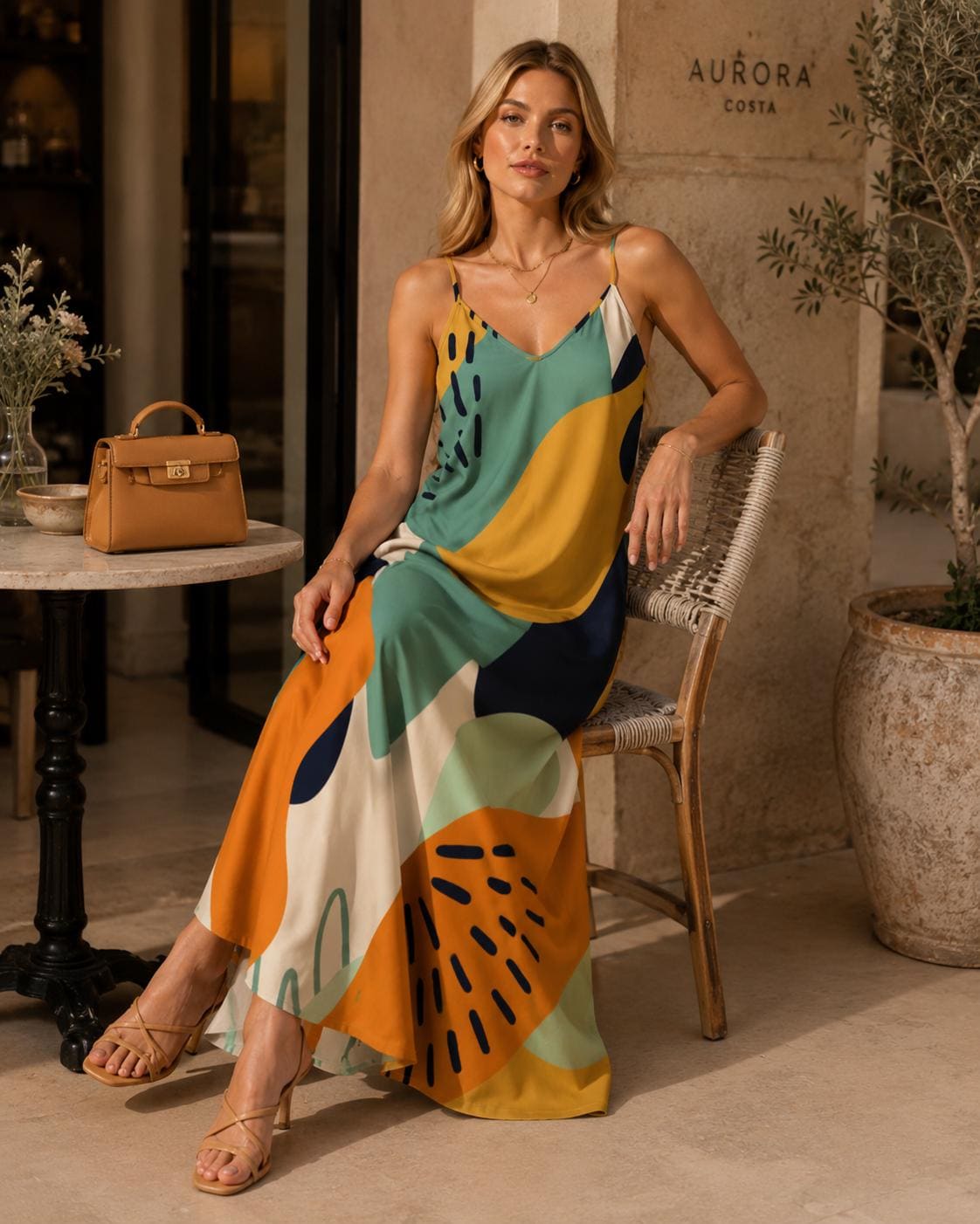 Abstract Art Boho Maxi Dress | Resort Vacation Sundress
