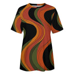 Retro Wave Oversized T-Shirt | 70s Abstract Cotton Tee