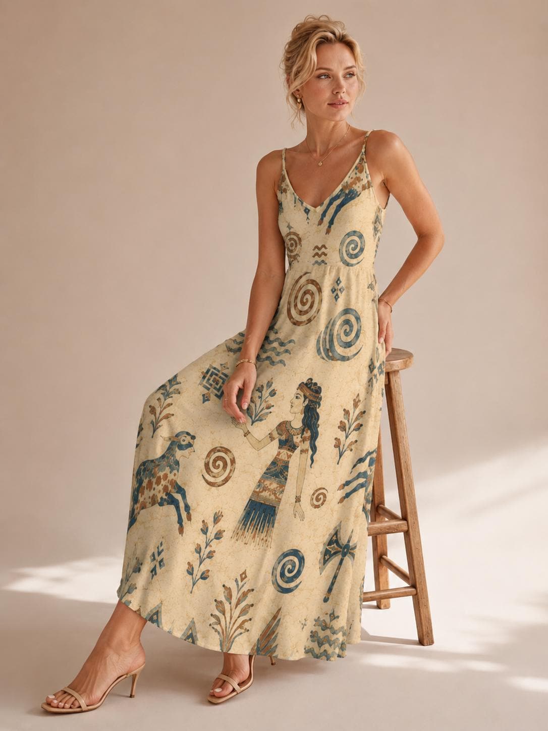 Greek Goddess Maxi Dress | Minoan Tribal Coastal Resort Dress
