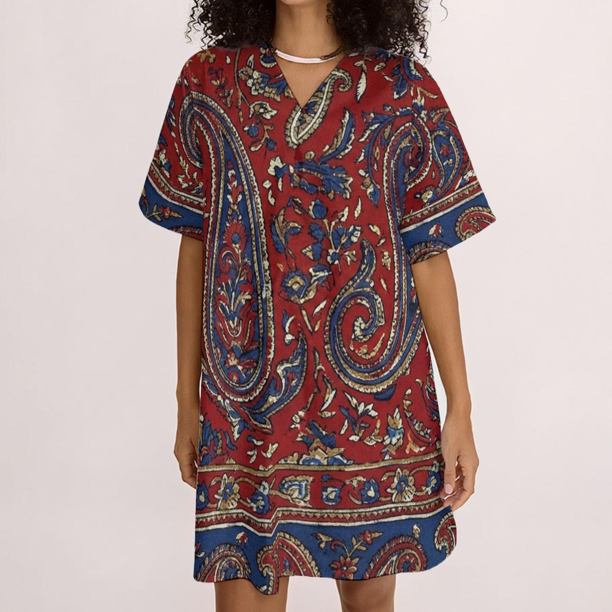Paisley Boho Tunic Dress | Festival Vacation Shift Dress