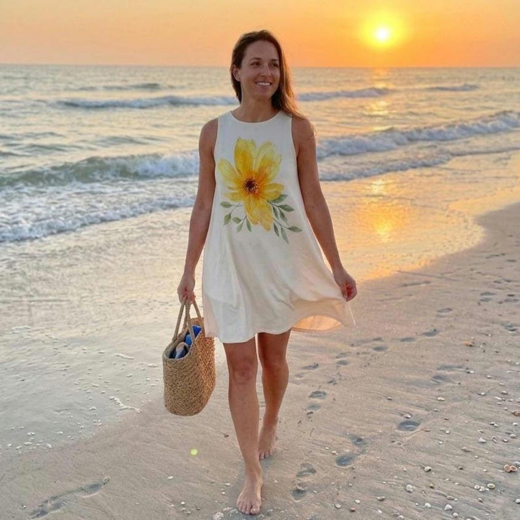 Yellow Floral A-Line Pocket Dress | Summer Vacation & Brunch Dress