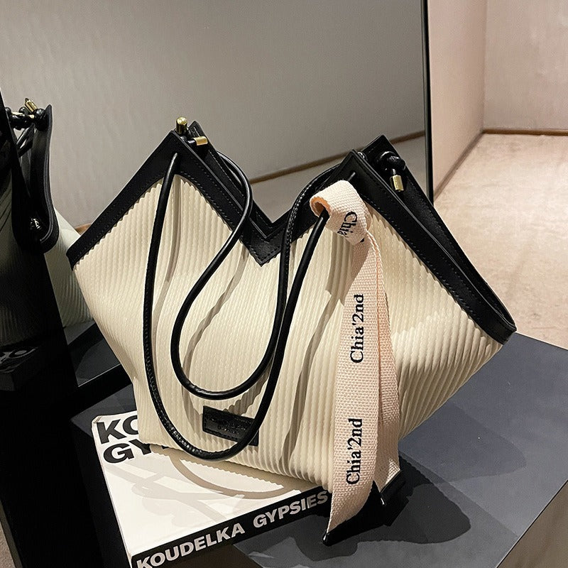 Women's large PU tote bag in black, white or brown