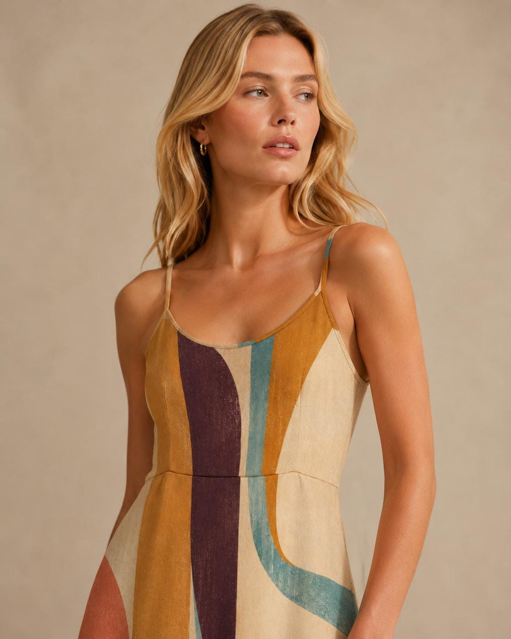 Abstract Spaghetti Strap Mini Dress | Retro Resort Sundress