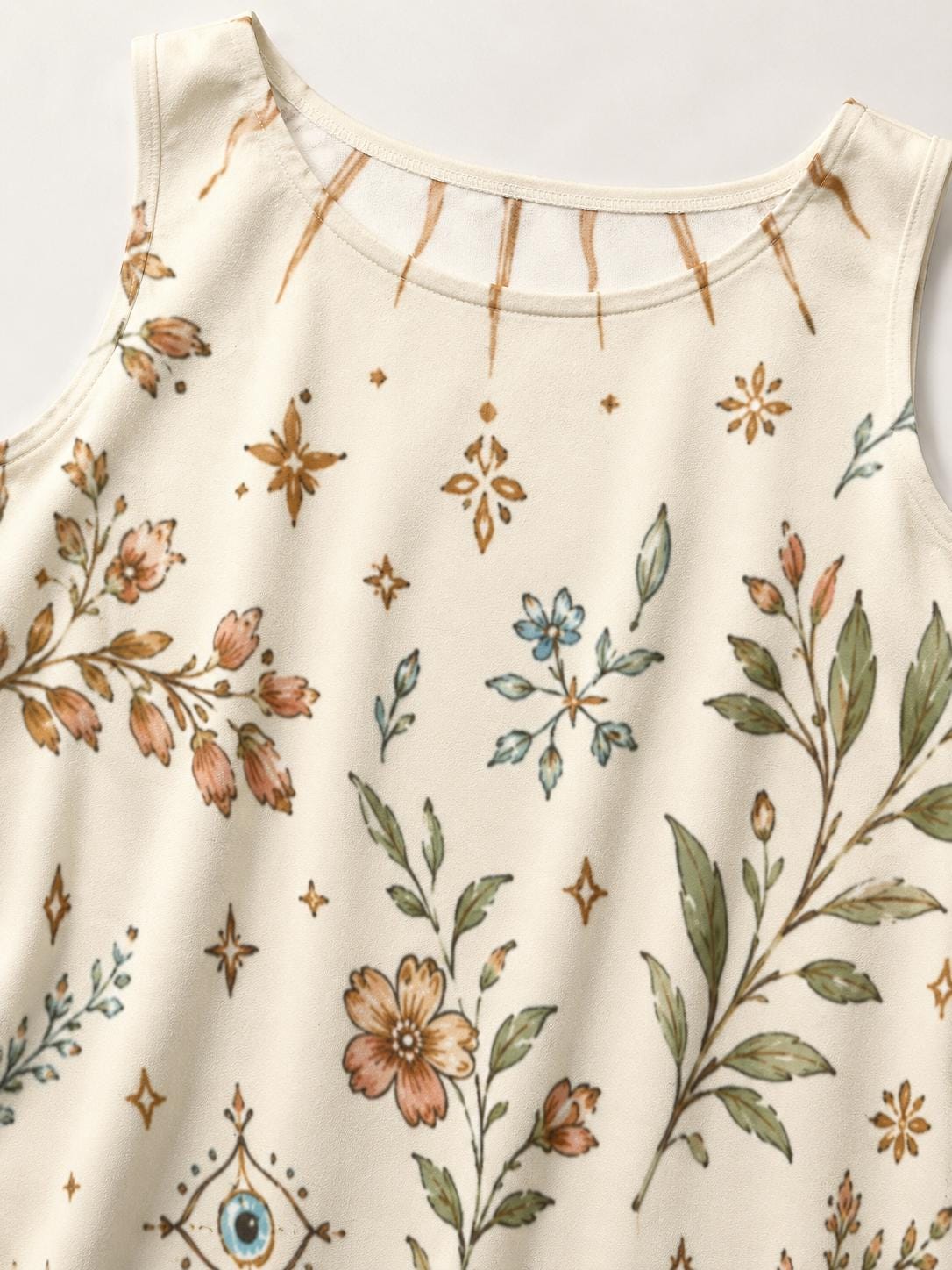 Mediterranean Evil Eye Dress | Floral Coastal A-Line Pocket Dress
