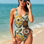 Retro Daisy One-Piece Swimsuit | 70s Floral Resort Swimwear
