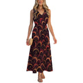 Burgundy Night Garden Maxi Dress with Pockets | V-Neck