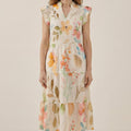Floral Flutter Sleeve Midi Dress | Garden Party Summer Dress