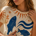 Mediterranean Fish Cotton T-Shirt | Coastal Resort Graphic Tee