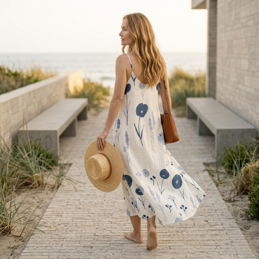 Floral A-Line Maxi Dress | Relaxed Sleeveless Vacation Dress