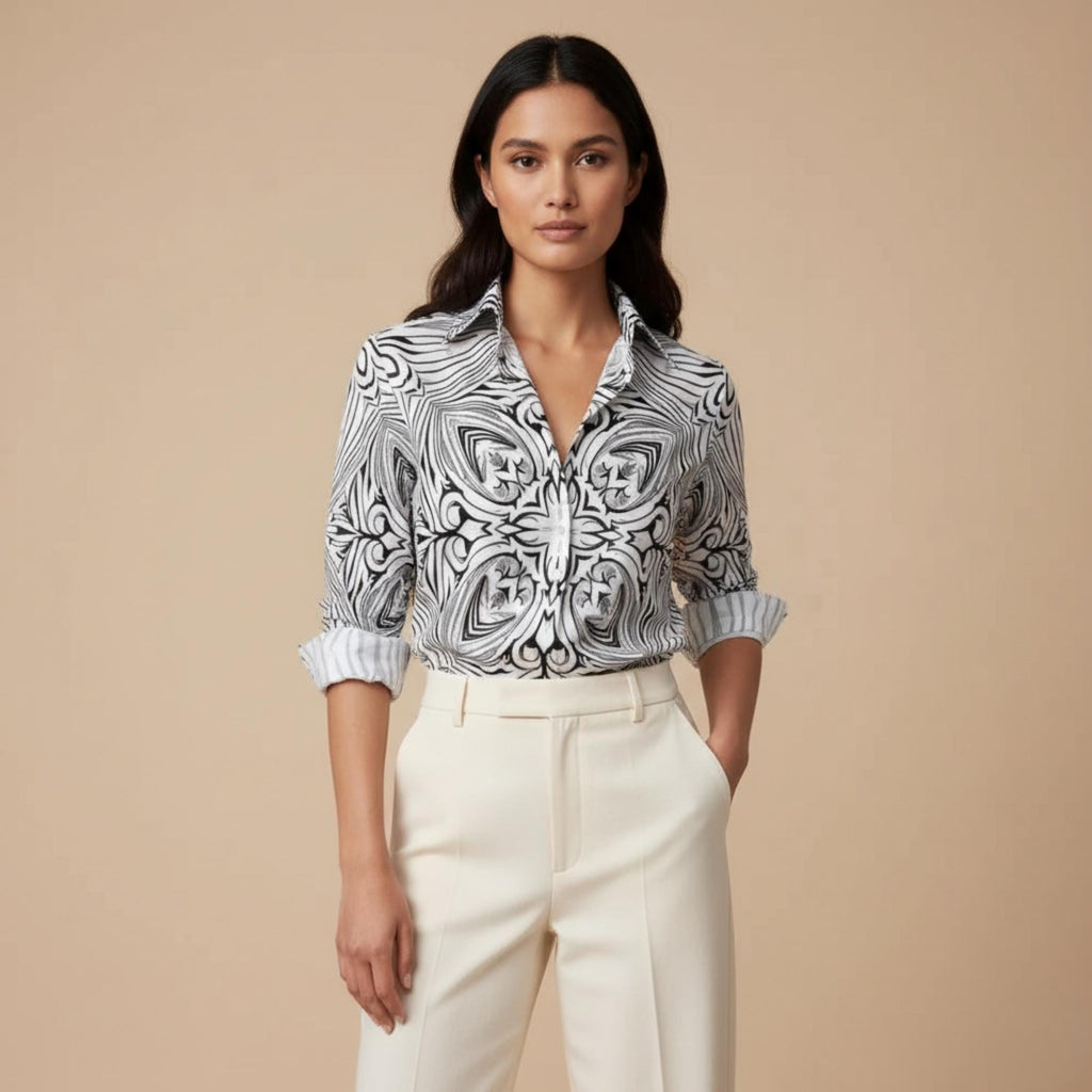 Black White Geometric Shirt | Unisex Baroque Artwear Top