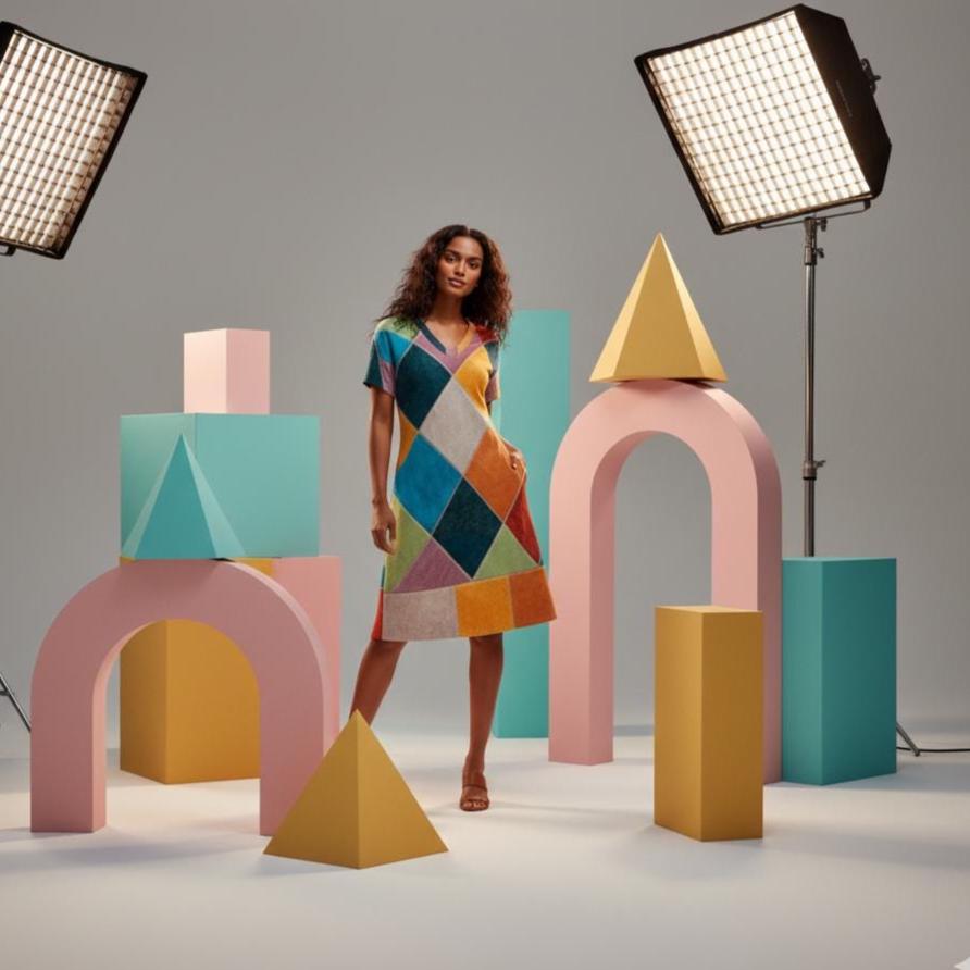 Colorful Geometric A-Line Dress | Boho Patchwork Vacation Dress