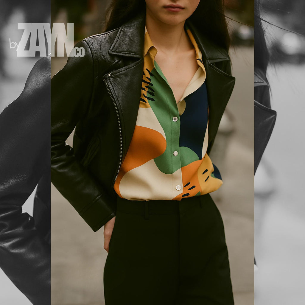 Colorful Abstract Art Shirt | Gallery-Inspired Button-Up Blouse