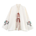 Women's off-white embroidered kimono jacket