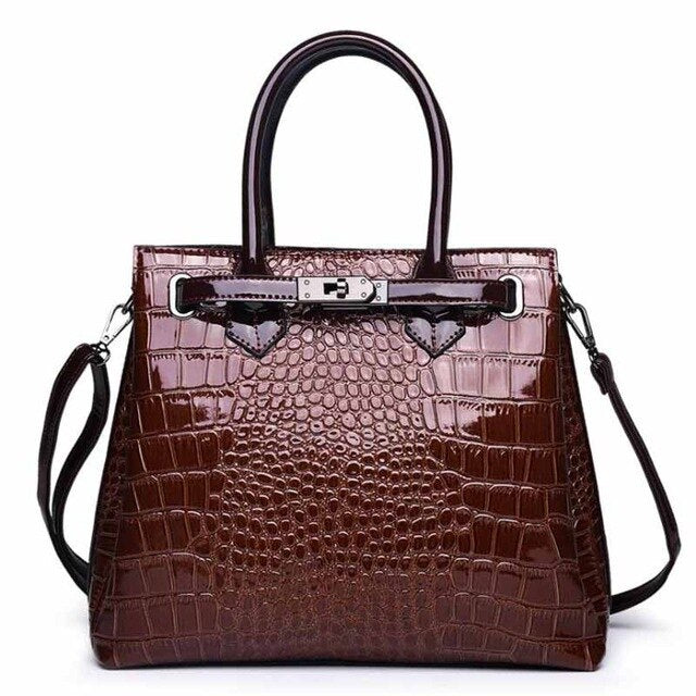 Women's structured PU shoulder bag with hasp closure in black, purple or red
