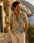 Men’s Botanical Watercolor Shirt | Coastal Summer Button-Up
