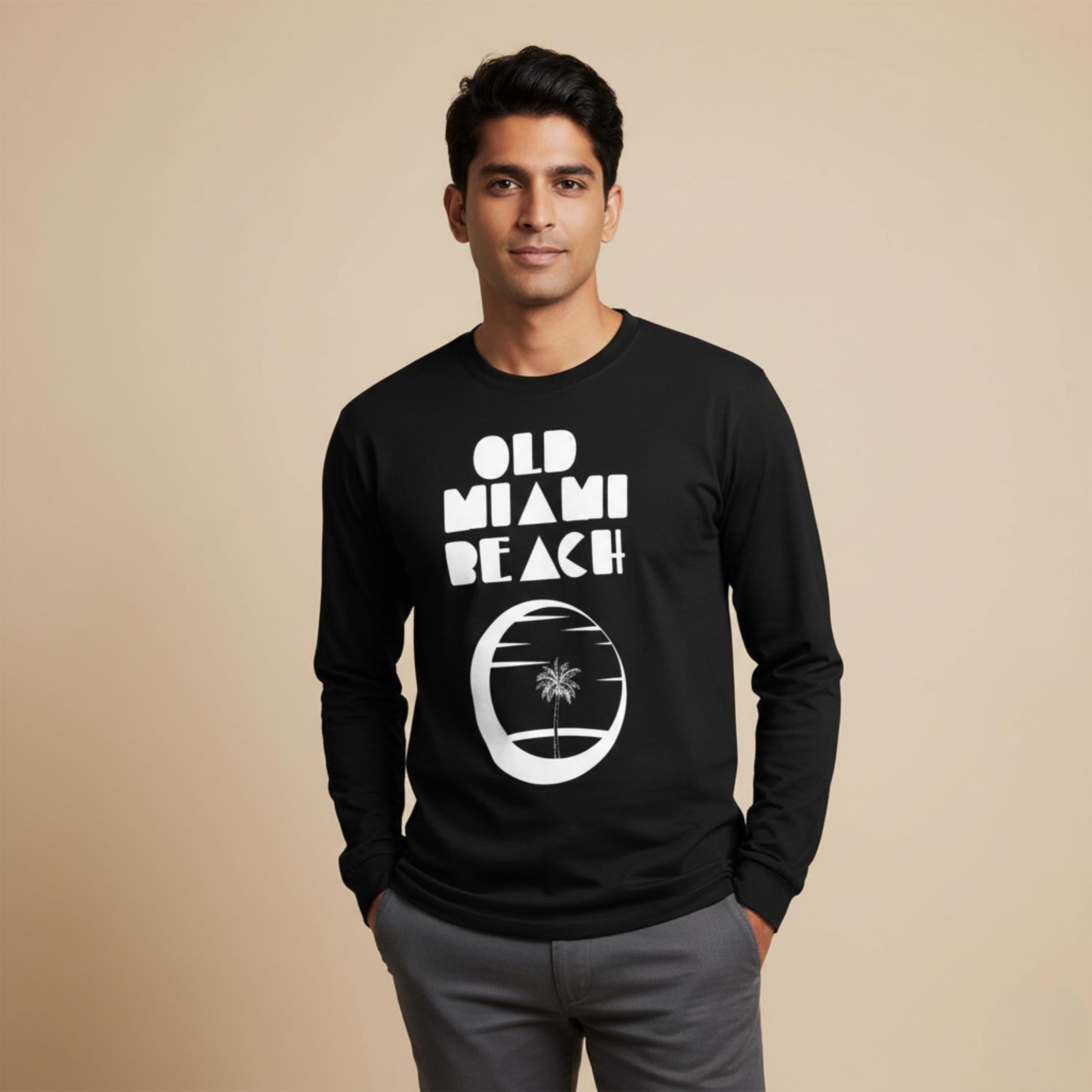 Vintage Miami Beach Long Sleeve Tee | 70s Coastal Streetwear