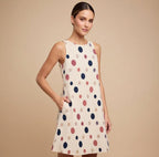 Polka Dot A-Line Pocket Dress | Sleeveless Summer Vacation Dress