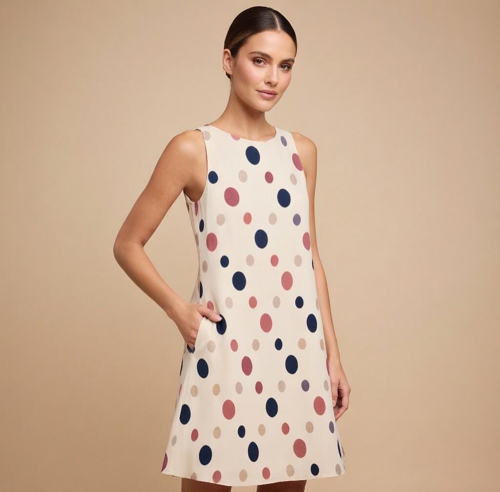 Polka Dot A-Line Pocket Dress | Sleeveless Summer Vacation Dress