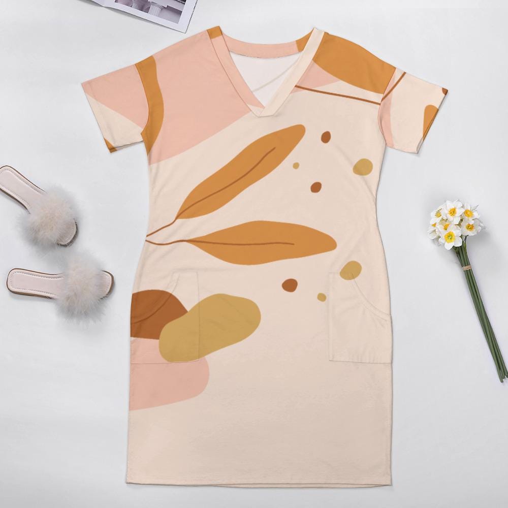Minimalist Abstract Leaf Dress | Modern White Summer Dress